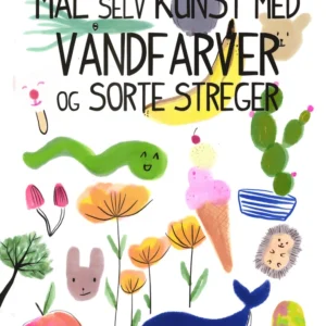 Mal selv kunst med vandfarver og sorte streger