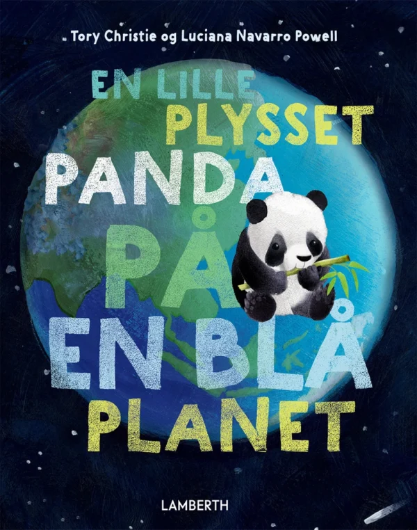 En lille plysset panda på en blå planet