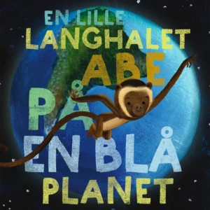 En lille langhalet abe på en blå planet