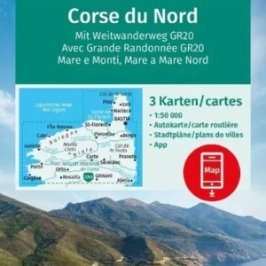 Korsika Nord: Mit Weitwanderweg GR20, Kompass Wanderkarte 2250