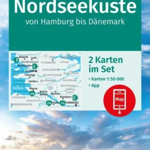 Nordseeküste von Hamburg bis Dänemark (2 Karten), Kompass Wander- und Radkarte-Set 723