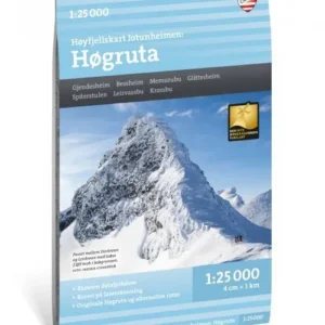 Høyfjellskart Jotunheimen : Høgruta : Gjendesheim Bessheim Memurubu Glitterheim Spiterstulen Liervassbu Krossbu