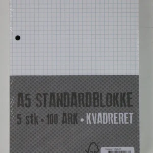 Standardblok A5 Relief kvadr. m/2huller 5 stk
