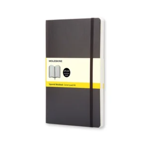 Notesbog Moleskine large sort m/240 kvadrerede ark soft