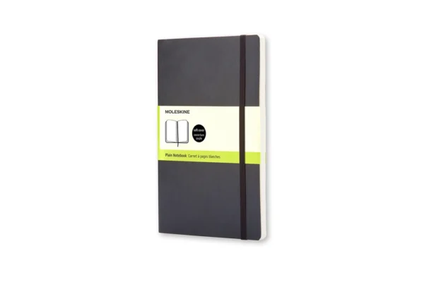 Notesbog Moleskine large sort m/192 blanke ark soft cover