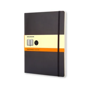 Notesbog Moleskine x-large sort m/192 linjerede ark soft