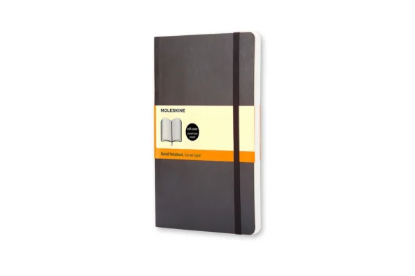 Notesbog Moleskine large sort m/192 linjerede ark soft cover