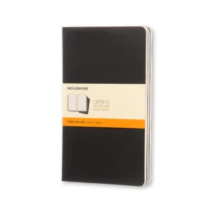 Notesbog Moleskine l cahiers sort 3 stk m/80 linjerede ark