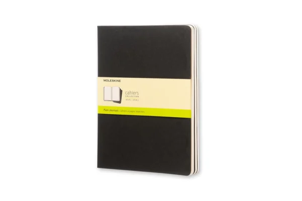 Notesbog Moleskine xl cahiers sort 3 stk m/120 blanke ark