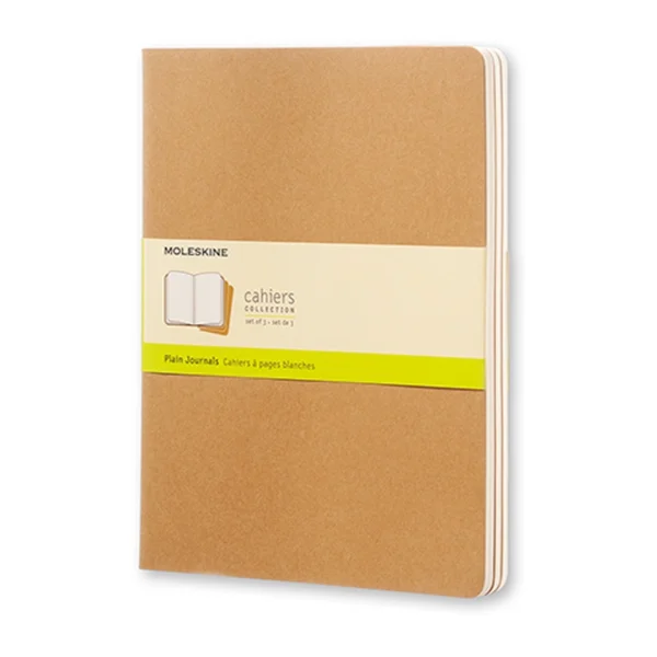 Notesbog Moleskine xl cahiers kraft 3 stk m/120 blanke ark
