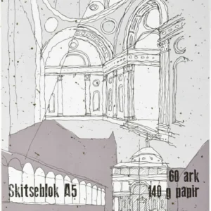 Tegne/skitse spiralblok A5 60 ark