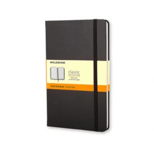 Notesbog Moleskine large sort m/240 linjerede ark hard cover