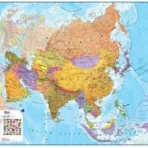 Asia political wall map paper