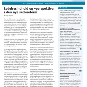 Skolen i Morgen. Nr. 1. September 2014. 18. årgang. Tema: Skoleledelse i en reformtid