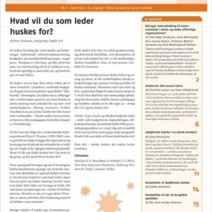 Skolen i Morgen. Nr. 7. April 2016. 19. årgang. Tema: Ledelse der giver mening