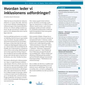Skolen i Morgen. Nr. 2. 2014. 18. årgang. Tema: Ledelse af inklusion