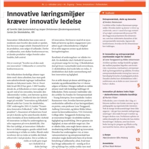 Skolen i Morgen. Nr. 2. Oktober 2012. 16. årgang. Tema: Innovation i folkeskolen