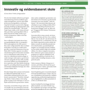 Skolen i Morgen. Nr. 7. April 2014. 17. årgang. Tema: Tema: Kreativitet og innovation i skolen