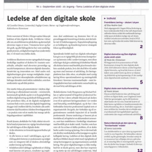 Skolen i morgen. Nr. 1. September 2016. 20. årgang. Tema: Ledelse af den digitale skole